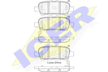 Колодки гальмівні (задні) Nissan Juke/Leaf/Cube 10-/Murano/Teana 08-14/X-Trail/Tiida/Pulsar 13- ICER 181901-203