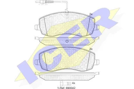 Колодки гальмівні (передні) Citroen C8/Peugeot 807 2.0/2.2 HDi 06- ICER 181912