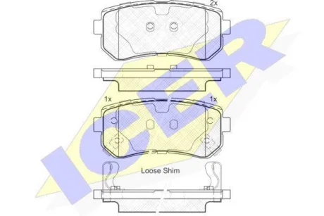 Колодки гальмівні (задні) Hyundai i20 08-15/ix20 10- ICER 181948