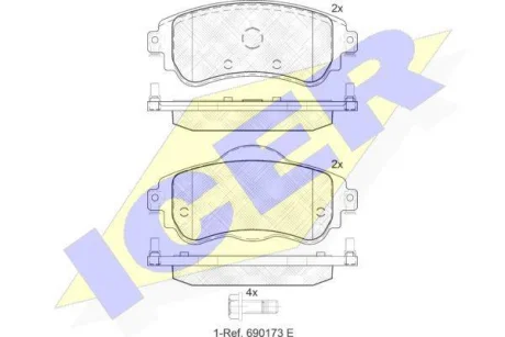 Колодки гальмівні (передні) Citroen C4 09-/DS4 11-15 ICER 182027