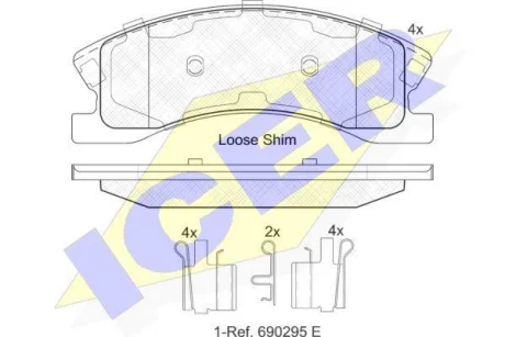 Колодки гальмівні (передні) Jeep Grand Cherokee II 99-05 ICER 182075