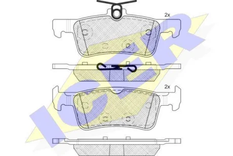 Колодки гальмівні (задні) Peugeot 308i/SW 07- ICER 182174-208
