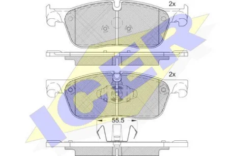 Колодки гальмівні (передні) Land Rover Range Rover Velar 17- ICER 182236-203