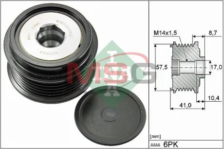 Шків генератора DAIHATSU CHARADE VIII FORD GALAXY III, MONDEO V, S-MAX FORD USA MUSTANG TOYOTA AURIS, COROLLA, URBAN CRUISER, YARIS 1.3-3.7 11.08- 535 0282 10 INA 535028210