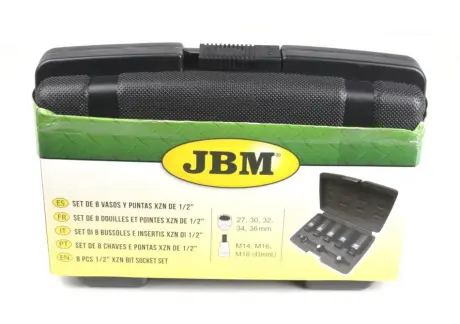 Набір ударних головок 12-граней та біт 1/2" 27-36 мм M14-M18 8 од. JBM 52547