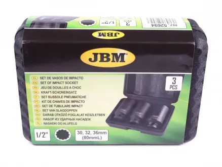 Набір ударних головок 12-граней 1/2" 30-32-36 мм Long 78 мм JBM 52694