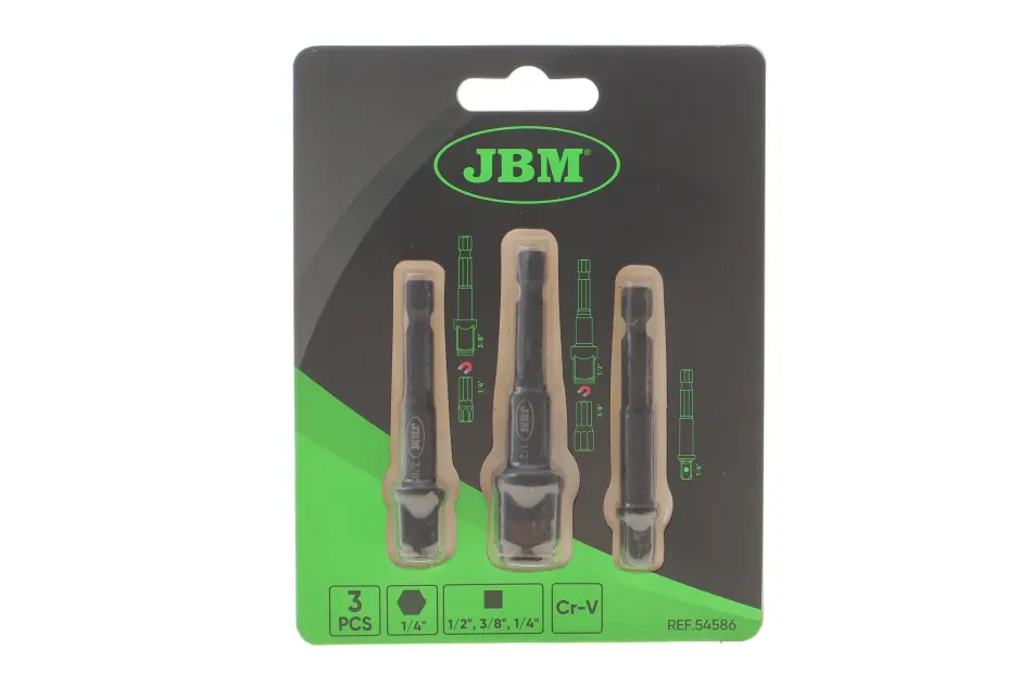 Набір перехідників 1/4"-3/8"-1/2" 3 од. JBM 54586 (фото 1)