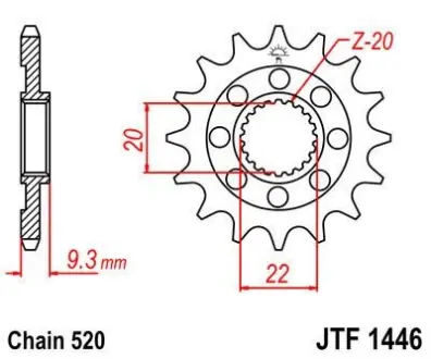 Передняя звезда – легкая – для 520 цепи-13зуб. KX250F'06- JT JT MOTO 100-410-13