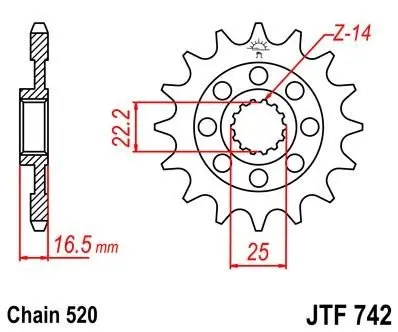 Передня зірка - для 520 ланцюга - 15зуб.- Ducati Supersport/Sport 520 JT JT MOTO 100-455-15 (фото 1)