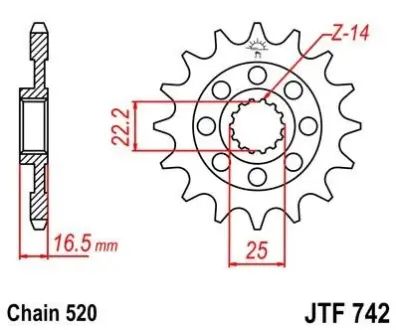 Передня зірка - для 520 ланцюга - 15зуб.- Ducati Supersport/Sport 520 JT JT MOTO 100-455-15
