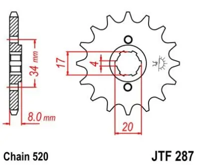Передняя звезда 14зуб. XL350R/CB250Nighthawk/Twofift JT JT MOTO 101-423-14