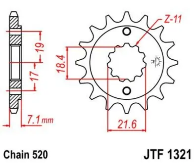 Передняя звезда 13зуб. CBF 250 JT JT MOTO 101-442-13