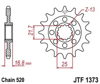 Передняя звезда – 16зуб. - HONDA NC700S/NC700X `12- JT JT MOTO 101-468-16