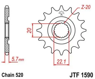 Передня зірка 13зуб. YZ250F`01/WR250F`01- JT JT MOTO 102-412-13