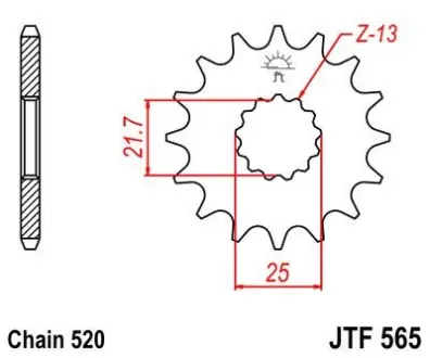 Передняя звезда 14зуб. YZ250`05-/YZF450`04- JT JT MOTO 102-461-14