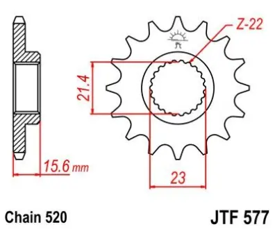Передняя звезда 15зуб. XT500/600/TT600/SZR&XTZ660 JT JT MOTO 102-481-15