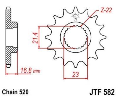 Передня зірка 16зуб. XJ600Diversion JT JT MOTO 102-482-16
