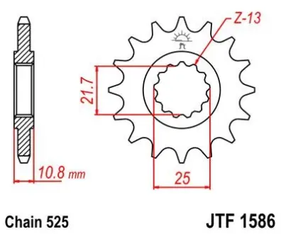 Передняя звезда 16зуб. TDM850`96-98/TRX850 JT JT MOTO 102-565-16