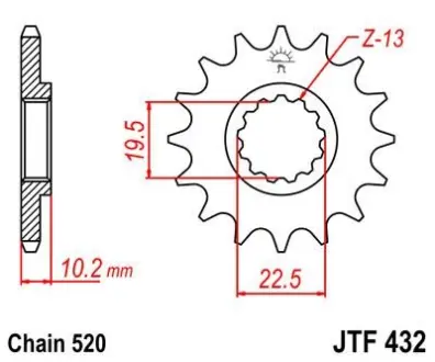 Передняя звезда 14зуб. DR350S/400?00-/RM250 -`04 JT JT MOTO 103-461-14