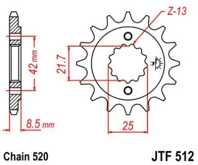 Передняя звезда 16зуб. GPZ500S/KLE500`91-/EN500C JT JT MOTO 104-463-16