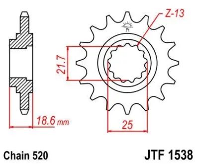Передняя звезда 15зуб. Z750`04-/Z750S`05- JT JT MOTO 104-465-15