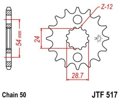 Передня зірка 17зуб. GPZ900R/ZZR1100/1200/1400 JT JT MOTO 104-655-17