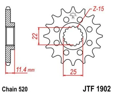 Передня зірка 15зуб. KTM 620SC/LC4 660 JT JT MOTO 105-412-15