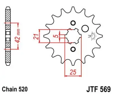 Передняя звезда 16зуб. SR/XT250 XV250Virago JT JT MOTO 105-427-16