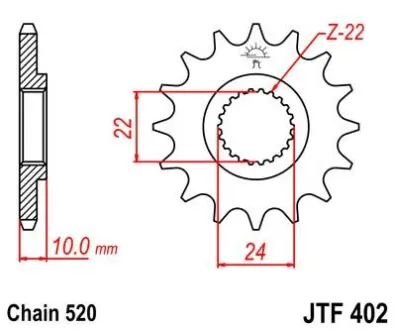 Передняя звезда 16зуб. BMW F650/ST ApriliaPegaso`97- JT JT MOTO 105-484-16