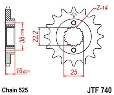 Передняя звезда 15зуб. Ducati 749/916/944/992/996 JT JT MOTO 105-551-15