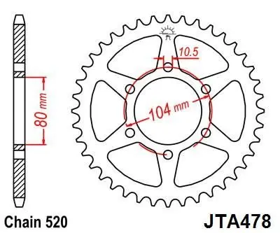 Легкосплав. Зірка для 520 ланцюга - 41зуб. ZX6R/6RR/9R/10R JT JT MOTO 110-462-41 (фото 1)