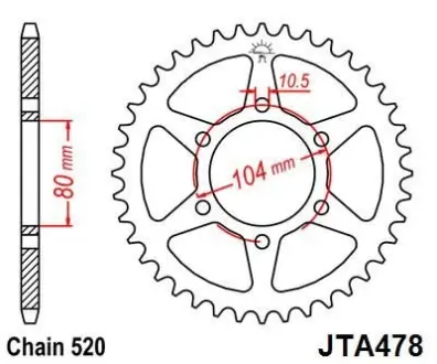 Легкосплав. Зірка для 520 ланцюга - 41зуб. ZX6R/6RR/9R/10R JT JT MOTO 110-462-41