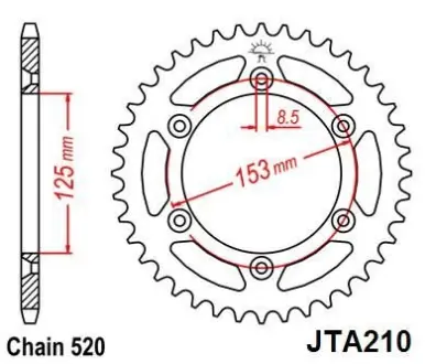 Легкосплав. Звезда для 520 цепи - 49зуб. CR125/CR250/CR500 JT JT MOTO 110-466-49