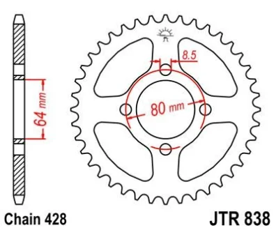 Зірка 45зуб. YBR125 `05- JT JT MOTO 112-342-45