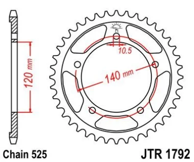 Зірка 45зуб. GSX-R600`01/750?06/Tri TT600, JTR1792-45 JT JT MOTO 113-552-45