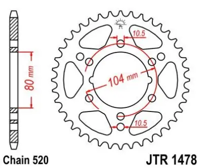 Звезда 43зуб. ZX6R+RR`05-/Z750/S`04- JT JT MOTO 114-463-43