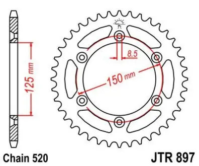 Звезда 50зуб. сталь KTM Duke / LC4 / EGSE JT JT MOTO 115-464-50