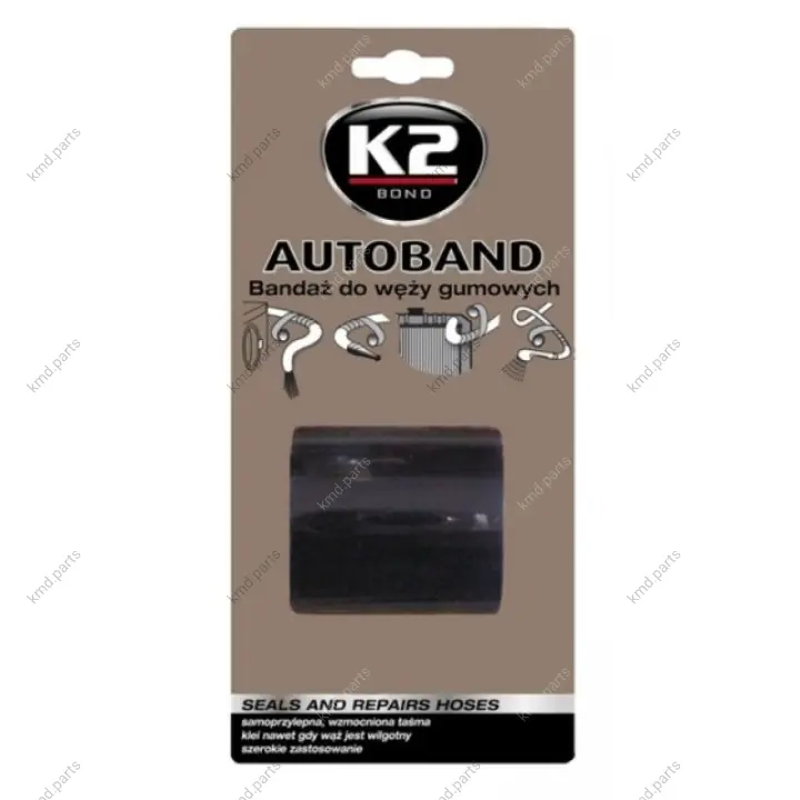 Стрічка клейка високотемпературна для ремонту гумових шлангів Autoband чорна 5 см x 3 м (B3000) K2 K20060 (фото 1)