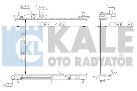 Радіатор охолодження двигуна (паяний) Hyundai i10 (07-) 1.1i OTO RADYATOR Kale 341970