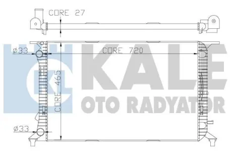 Радіатор охолодження двигуна (паяний) Audi A4 (08-), A5 (08-), A6 (11-), Q3 (12-), Q5 (09-) 1.8 TFSi, 2.0 TFSi, 2.0 TDi OTO RADYATOR Kale 342340