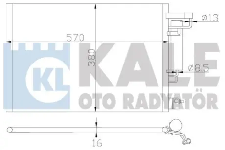 Радіатор кондиціонера (550x382,6x16) Ford Fiesta VI (09-) OTO RADYATOR Kale 342870