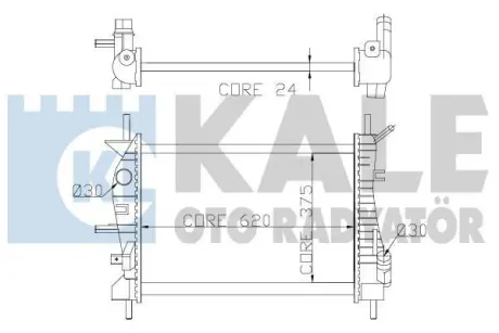 Радіатор охолодження двигуна (паяний) Ford Mondeo III (01-) 2.0 TDCi, 2.2 TDCi, 2.5i, 3.0i OTO RADYATOR Kale 356400