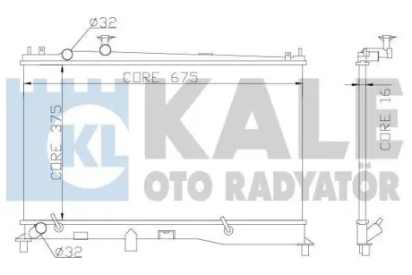 Радіатор охолодження двигуна (паяний) Mazda 6 (03-) АКПП 2.0i OTO RADYATOR Kale 360000