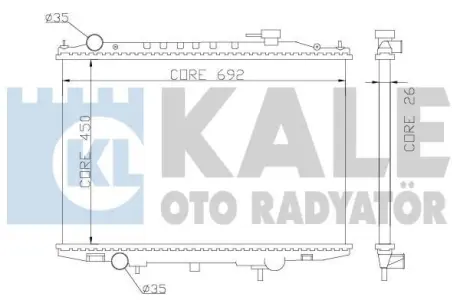 Радіатор охолодження двигуна (паяний) Nissan Navara D22 (97-) 2.5 dCi OTO RADYATOR Kale 362900