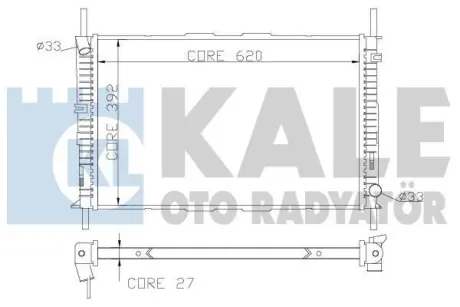 Радіатор охолодження двигуна (паяний) Ford Mondeo III (01-) OTO RADYATOR Kale 368700