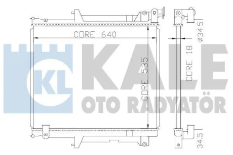Радіатор охолодження двигуна (паяний) Mitsubishi L200 (05-) 2.5Di-D KALE OTO RADYATOR Kale 370400
