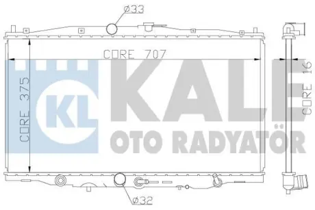 Радіатор охолодження двигуна (паяний) Honda Accord VII (03-) АКПП 2.0i OTO RADYATOR Kale 384100