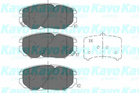 Колодки гальмівні (передні) Hyundai Tucson 04-/Sonata 05-10/Grandeur 05-/Kia Opirus 06- (131.5x56) PARTS KAVO KBP-3020