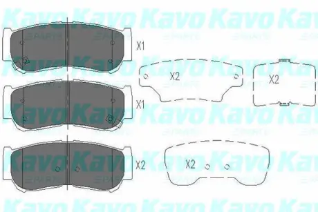 Колодки гальмівні (задні) Hyundai H-1 97-07/Santa Fe 05-15 PARTS KAVO KBP-3024