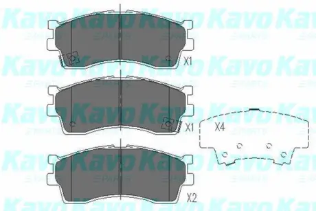 Колодки гальмівні (передні) Kia Rio 00-11/Spectra 01-10 (129.2x43.5x15.5) PARTS KAVO KBP-4002